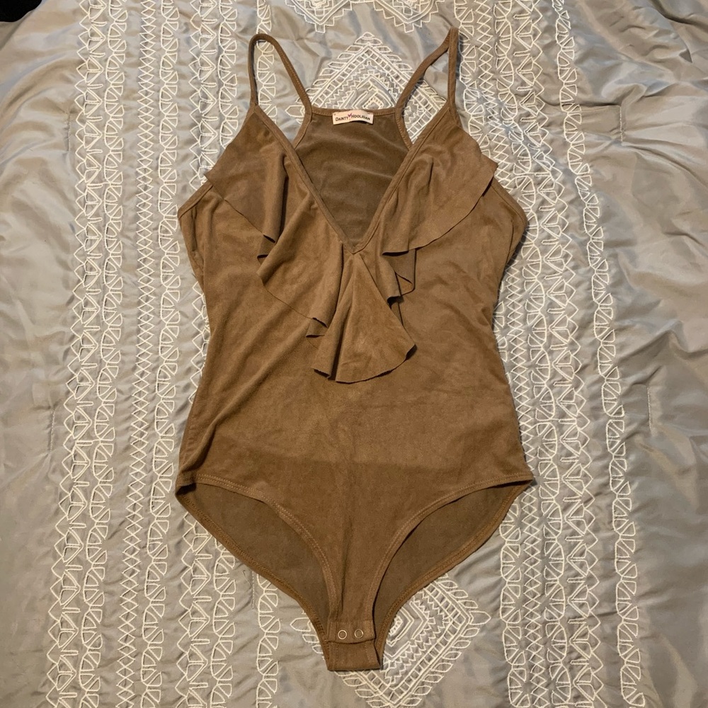 Suede Ruffled bodysuit